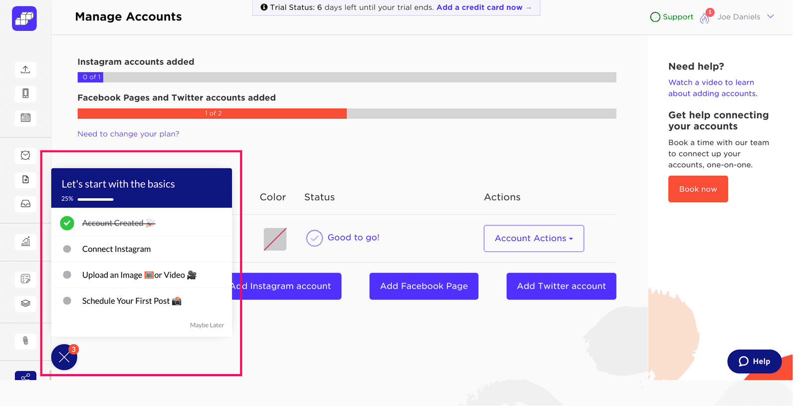 Example of a checklist created for Sked Social