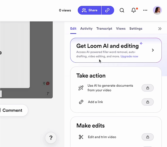 Loom's AI features 