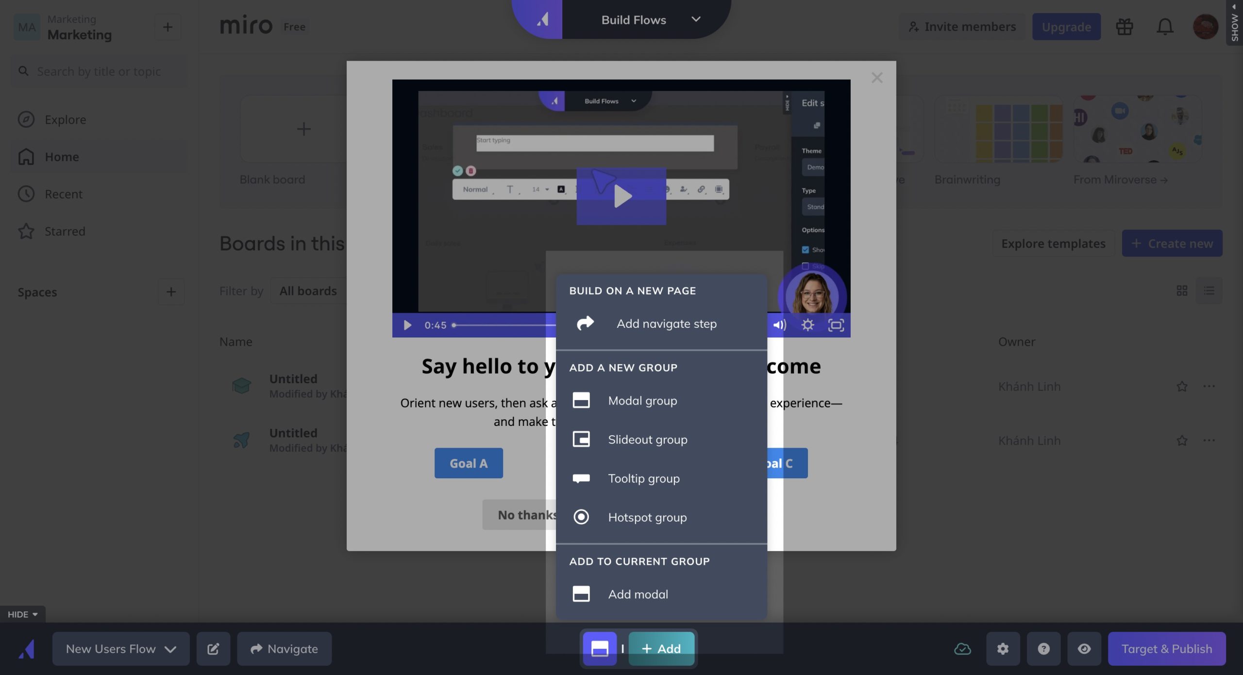 Appcues's limited UI pattern