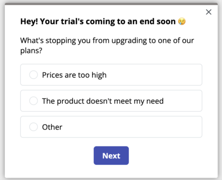 Build your exit survey with Userpilot.