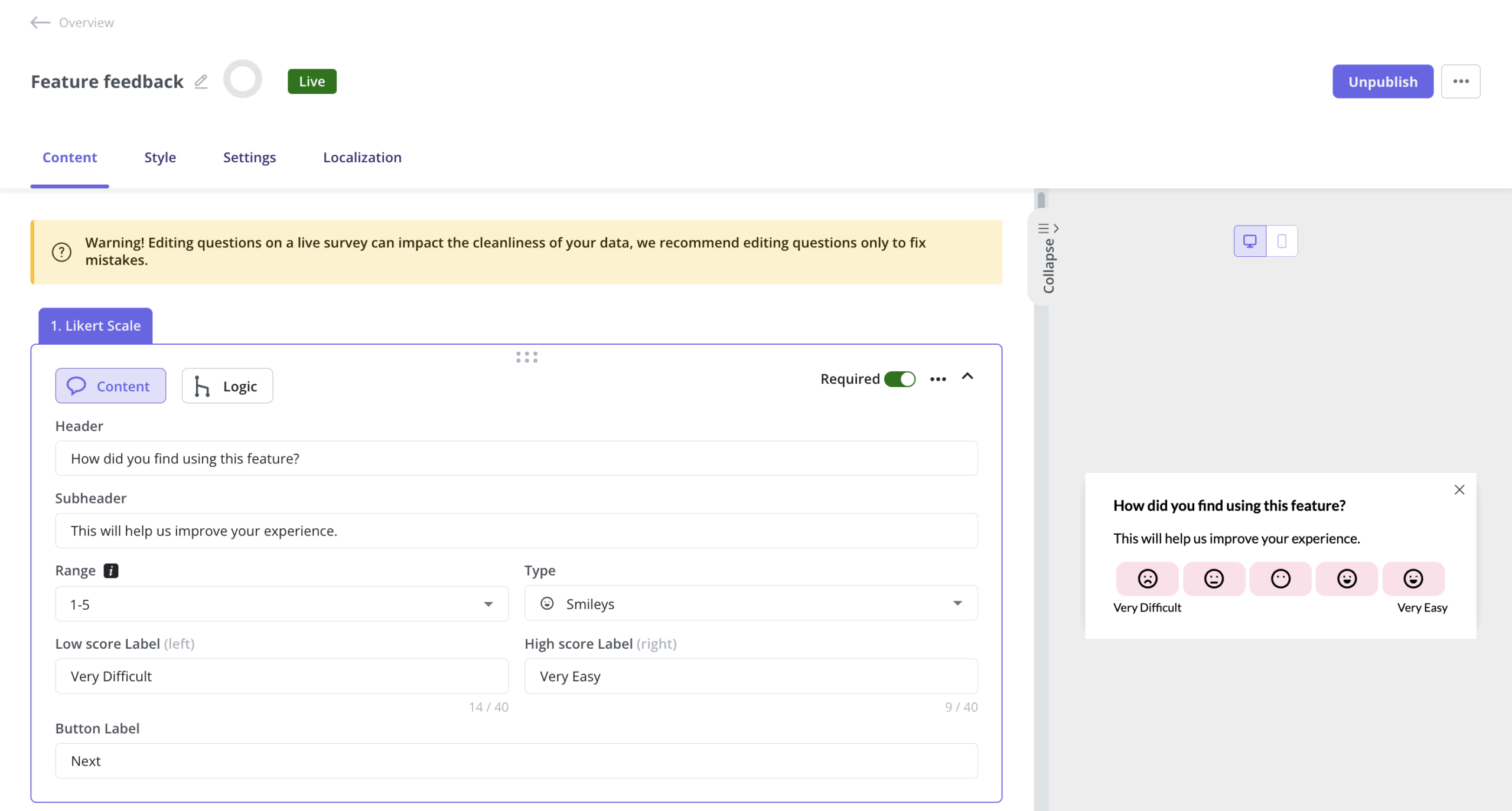 userpilot survey