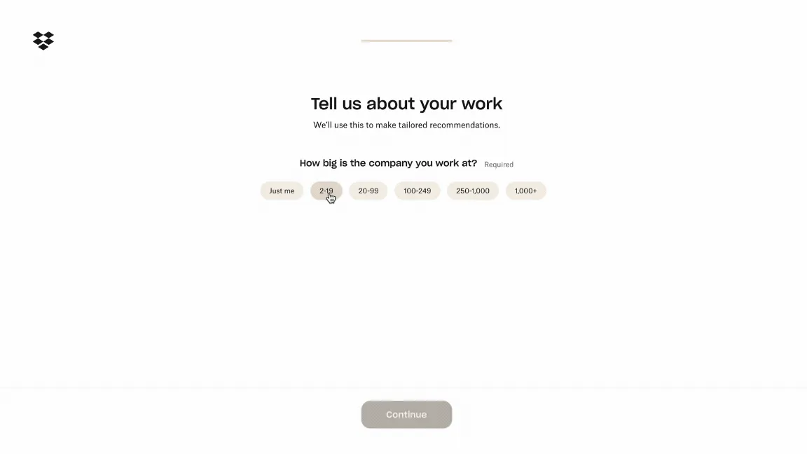 Dropbox profiling customers during sign-up