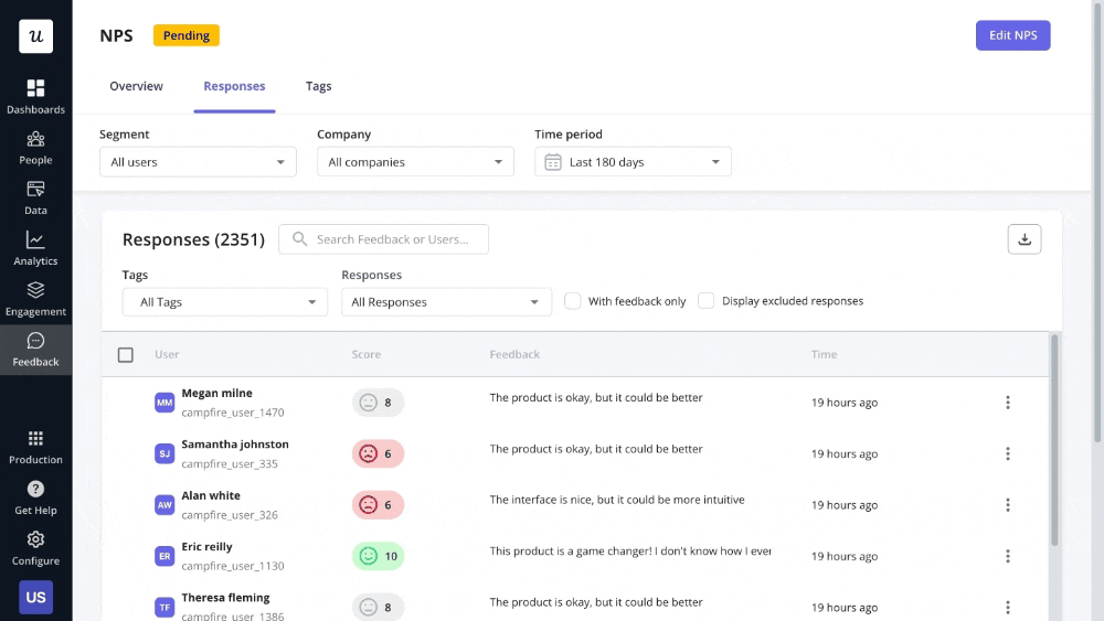 Tagging a response in Userpilot