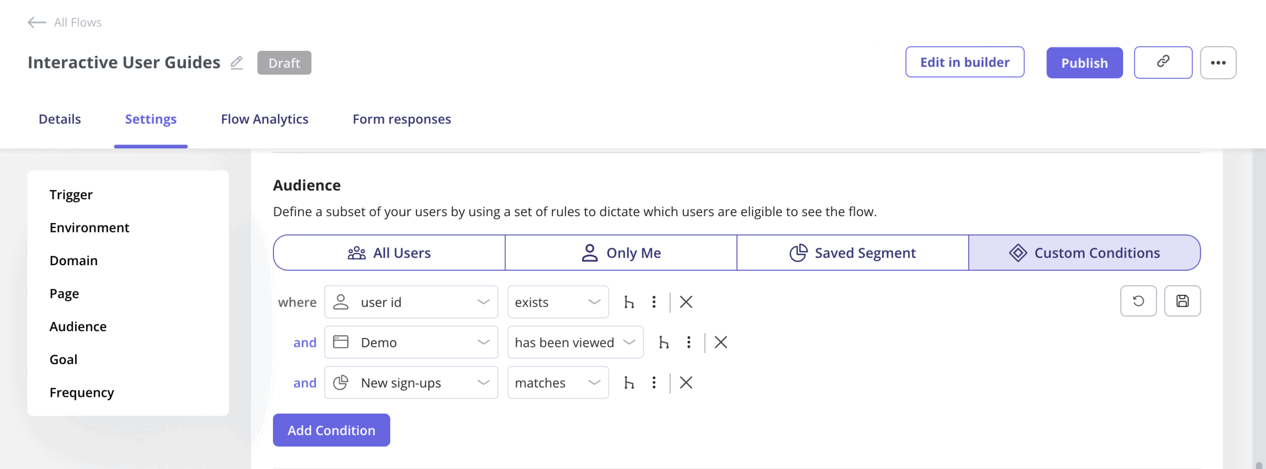 flow settings userpilot