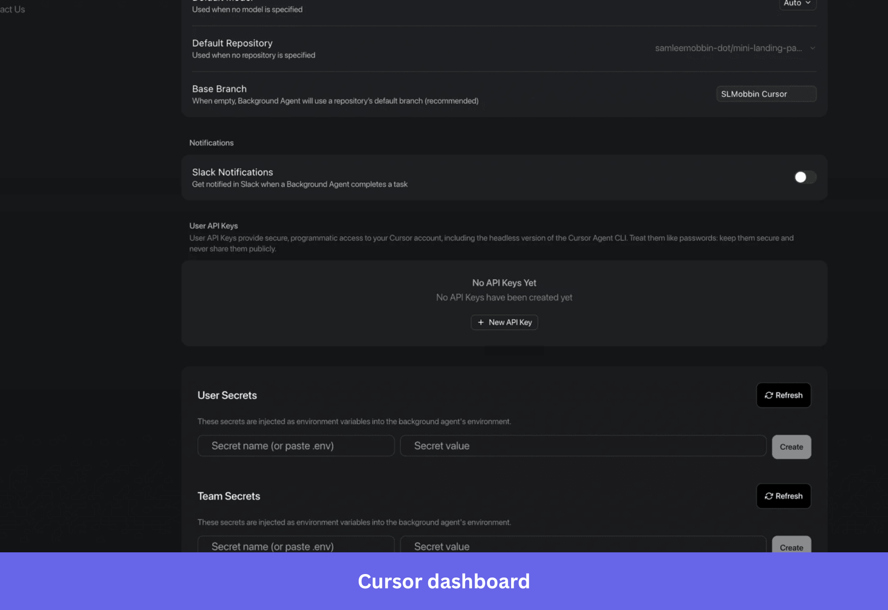 cursor dashboard