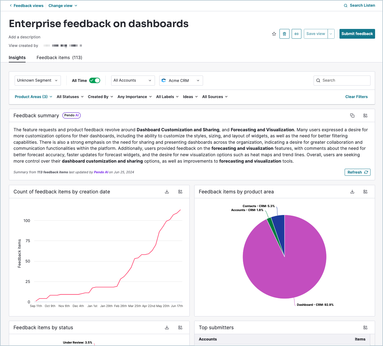 Pendo Listen feedback insights