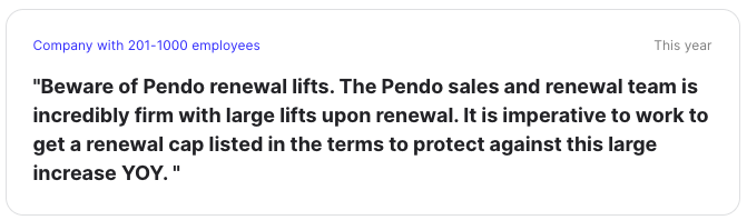 Vendr feedback on Pendo's steep renewal lifts