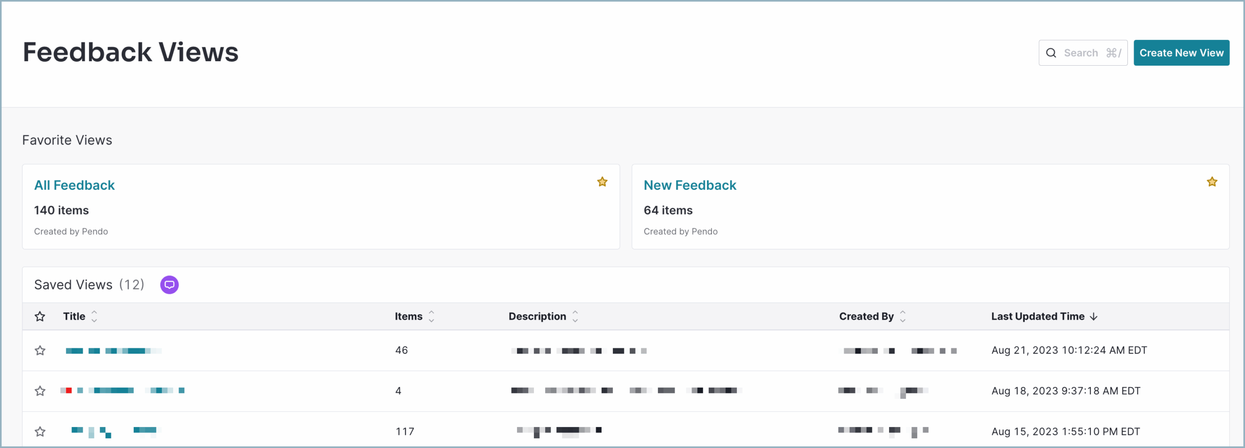 pendo feedback views