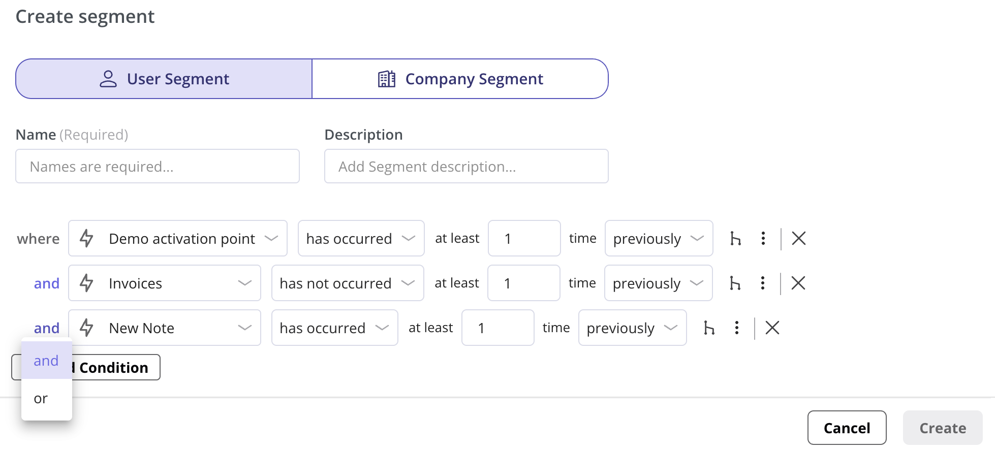 userpilot segmentation filter