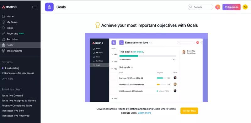 asana upsell example