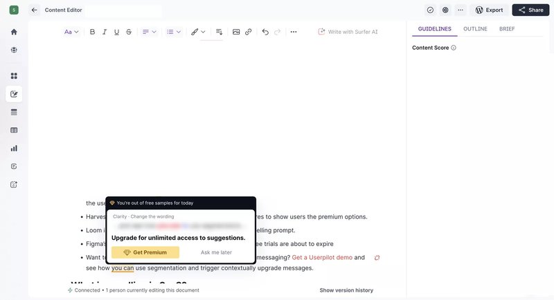 grammarly upsell example