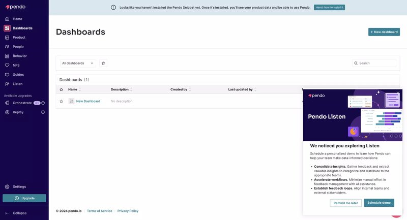 pendo upselling example