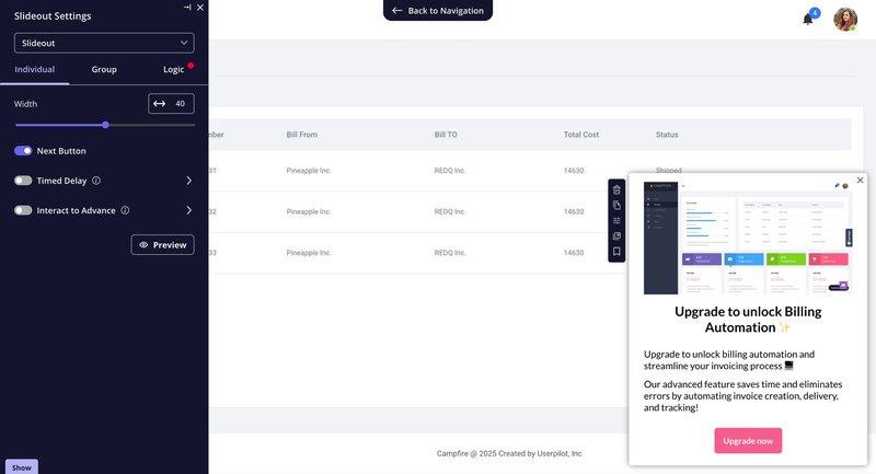 userpilot slideout
