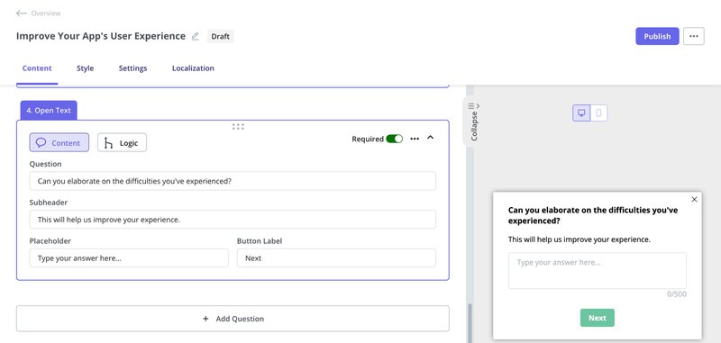 userpilot in-app surveys