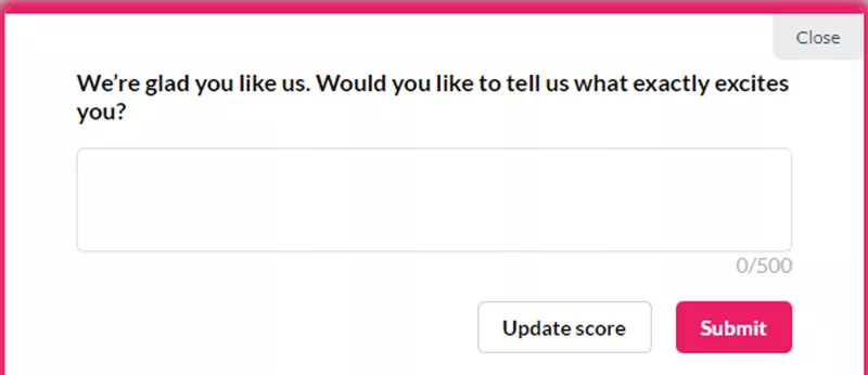 Example of follow-up question for Promoters. 