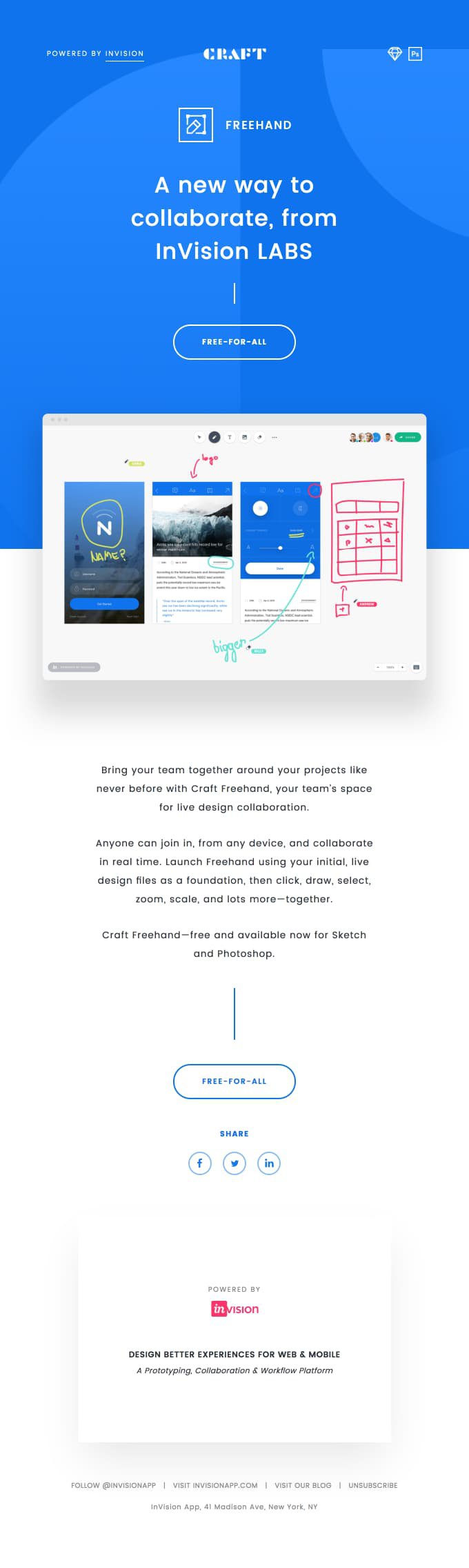 InVision annonce le lancement de son nouveau produit, Craft Freehand