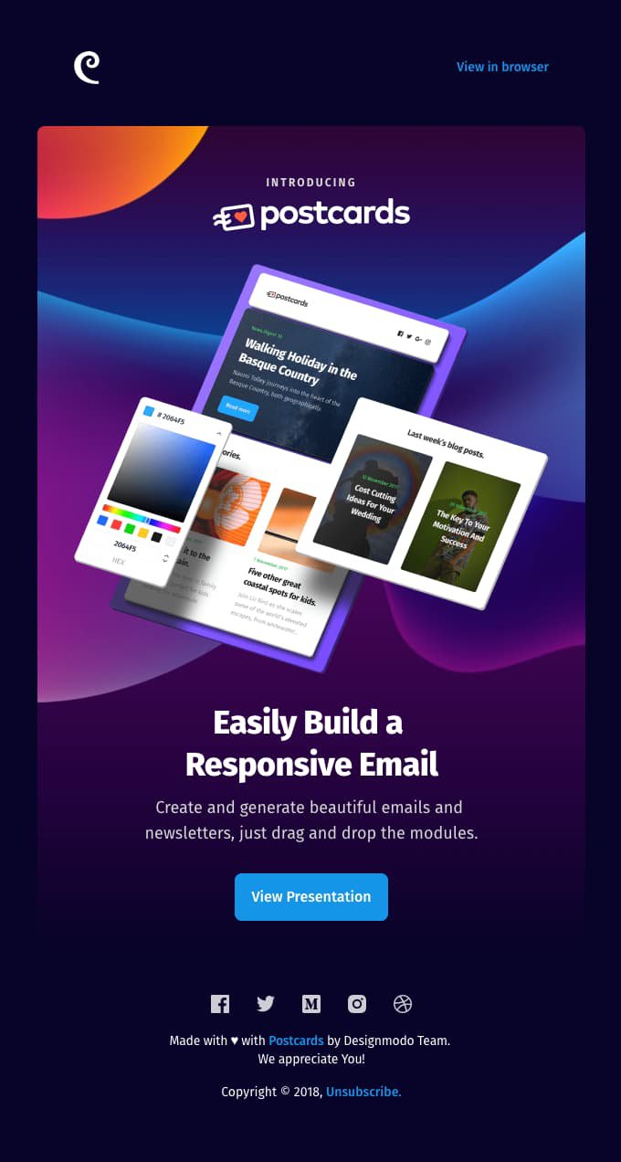 Designmodo a utilisé son propre produit pour produire l'e-mail de lancement.