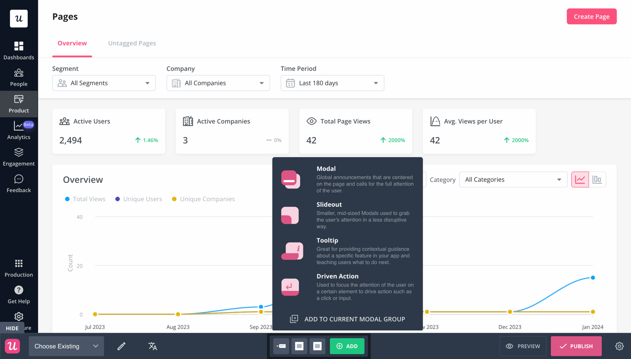 Create different onboarding experiences code-free. Book a demo to learn more.