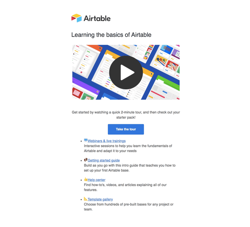 Airtable onboarding email