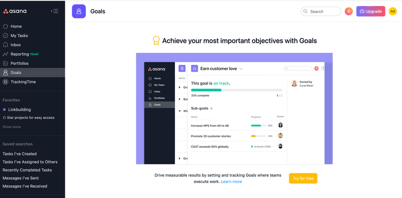Asana feature announcement UI modal