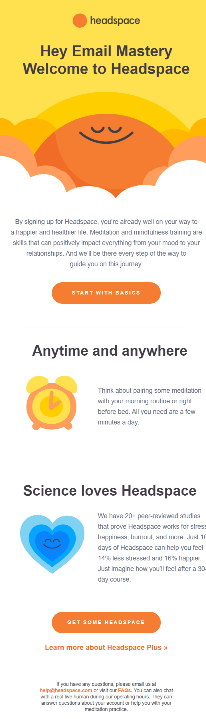 Headspace onboarding email example