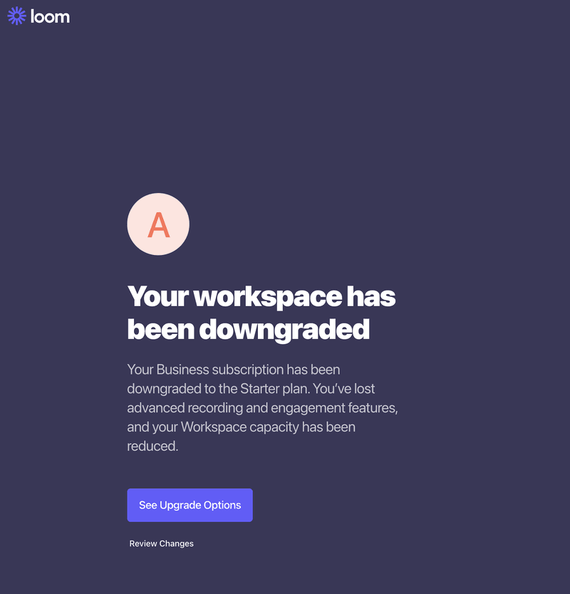 Loom upsell UI modal