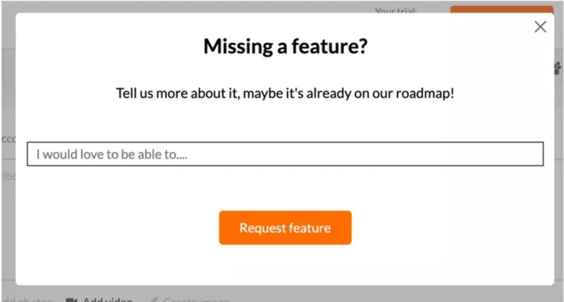 Missing feature user feedback survey SaaS
