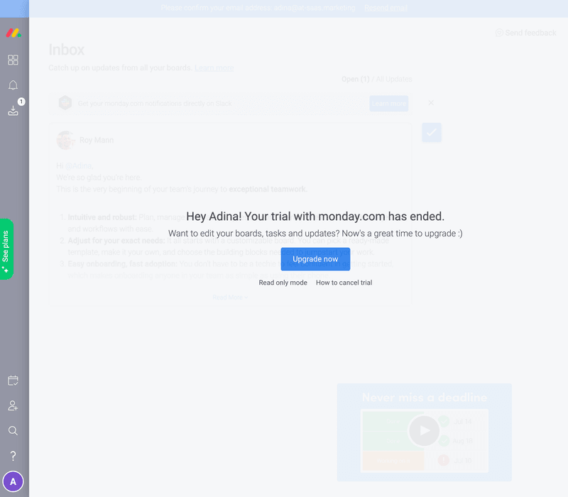 Fullscreen modal example.