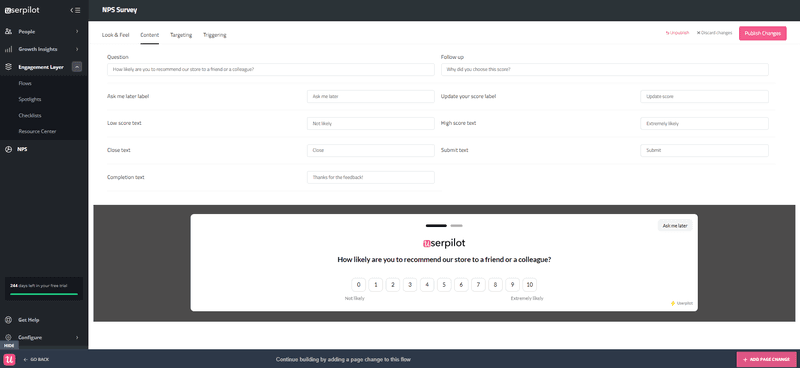Userpilot NPS survey