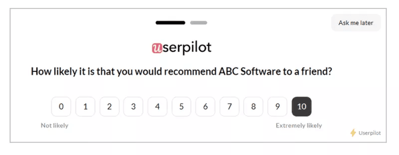Userpilot NPS survey 