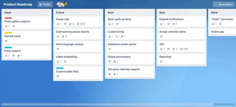 Trello feature request management software