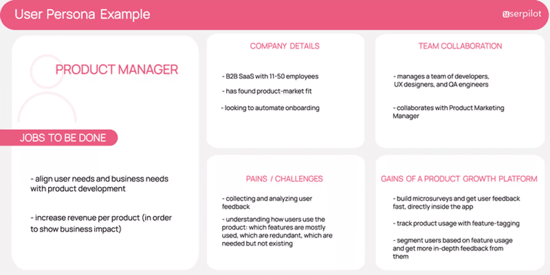 User persona example template SaaS Userpilot