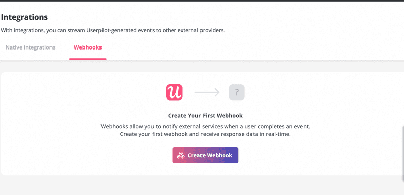 Userpilot webhooks and event-based triggers