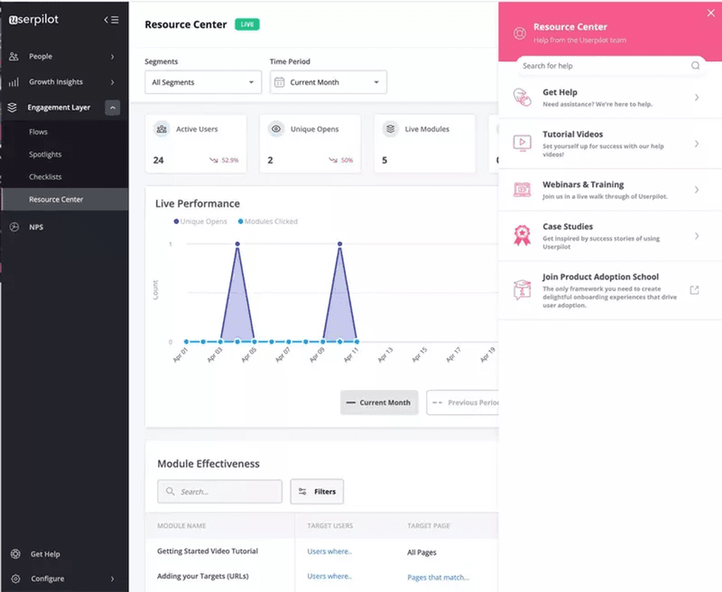 in app resource center userpilot