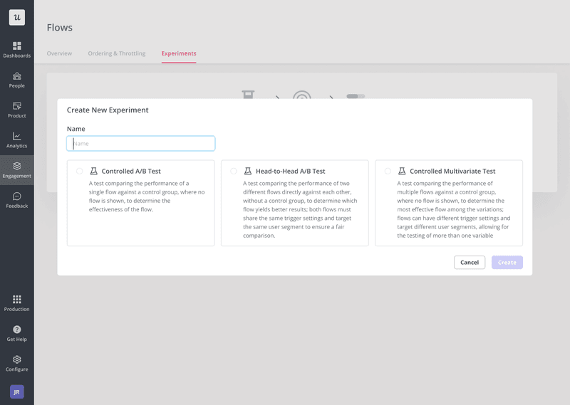 A/B testing in Userpilot.