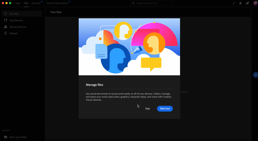 Interactive walkthrough introducing a new update on Adobe.