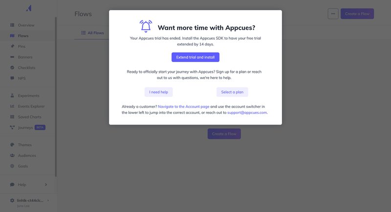 Demo offer on Appcues