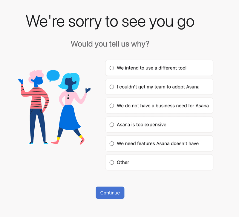 Asana churn survey