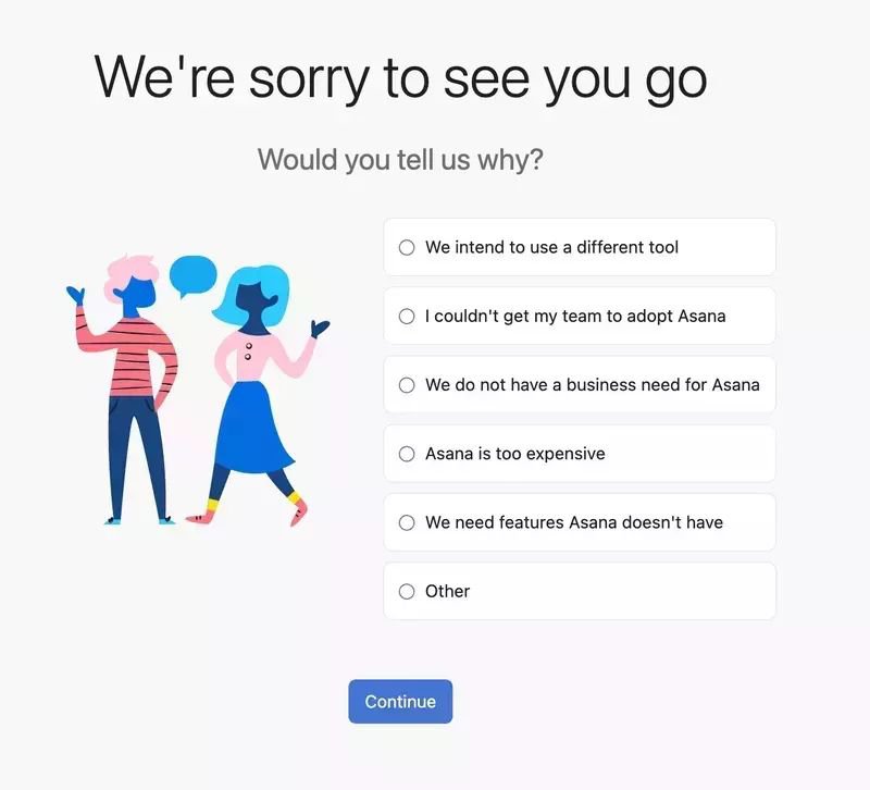 asana cancellation flow examples