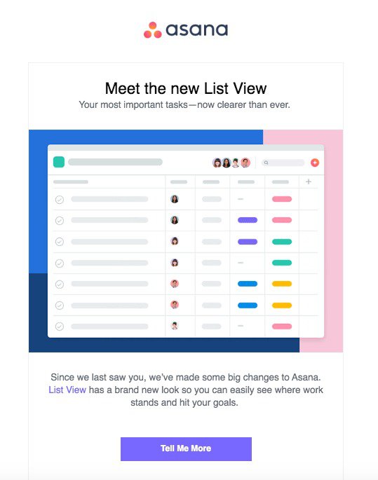 Asana's re-engagement email