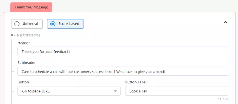 Create relevant Thank You messages in Userpilot. 