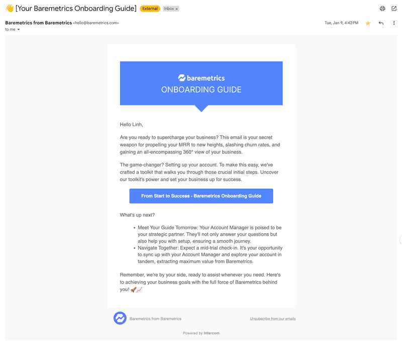 baremetrics onboarding emails example