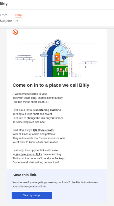 Bitly onboarding email template