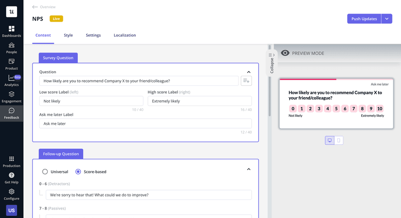 Relational NPS survey question example