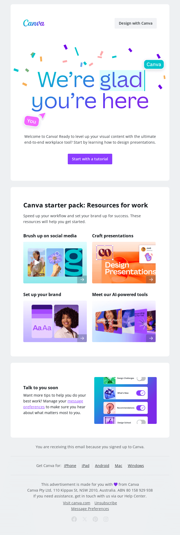 Canva onboarding email template