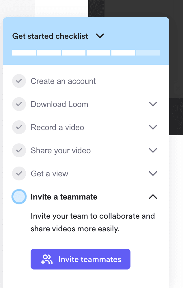 Loom's CTA checklist