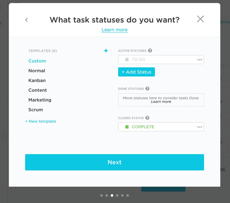 ClickUp menu