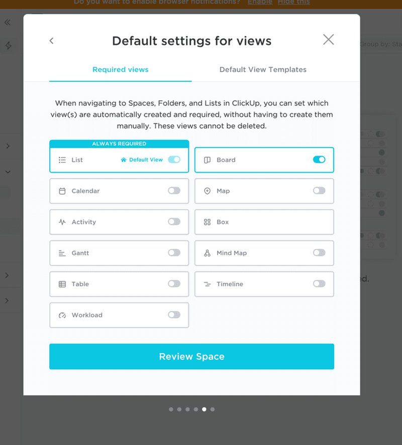 Screenshot of Clickup UI.
