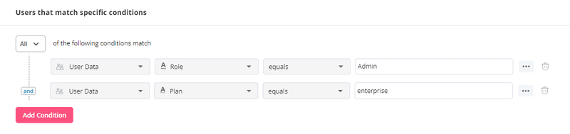 Set conditions to your user data to build segments.