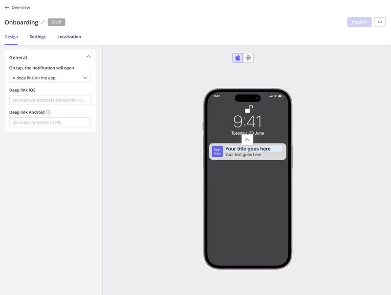 push notification mobile builder in userpilot